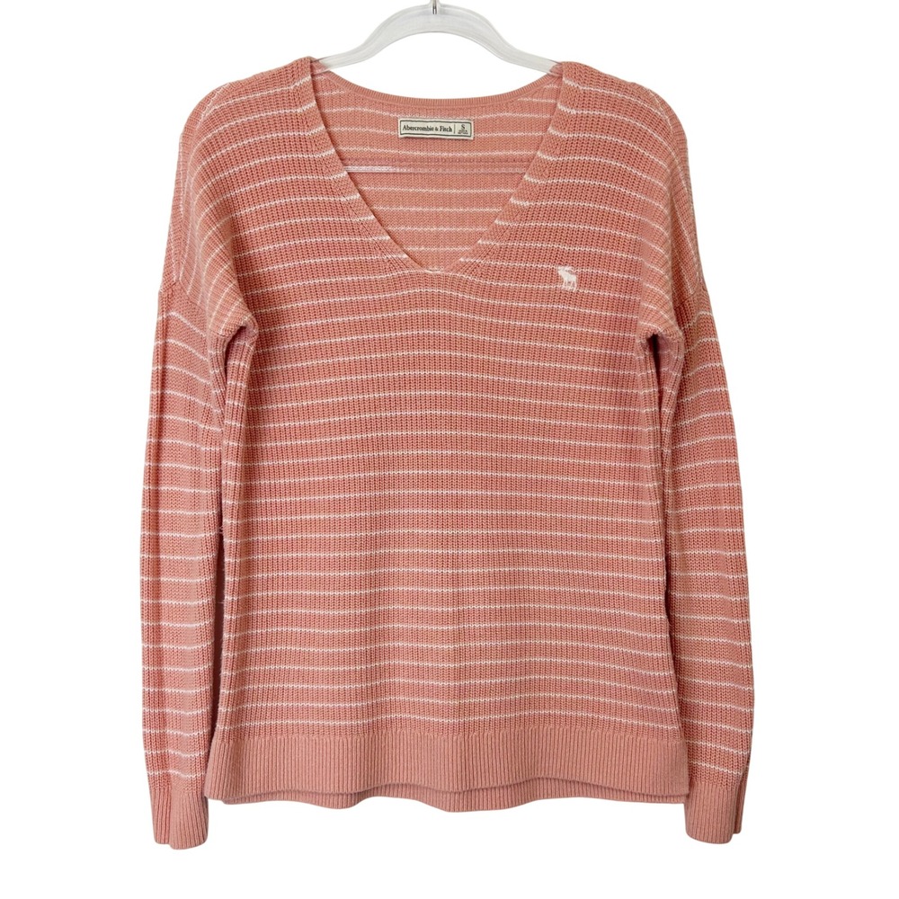 Abercrombie Fitch V Neck Sweater Top Women's‎ Size Small Coral Peach